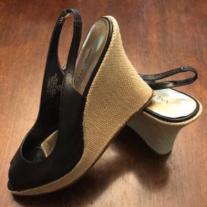 Nine West Open Toe Espadrille Slingback Wedges